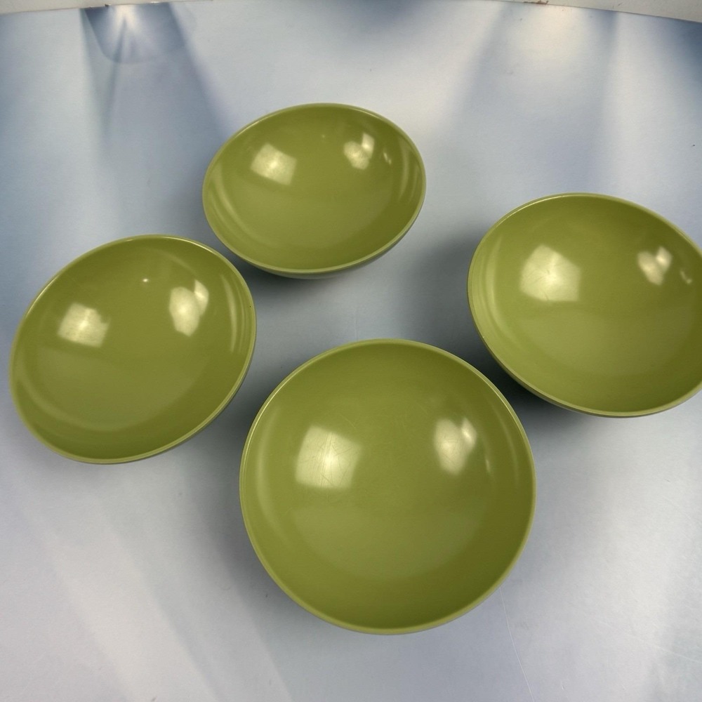 Vtg Art Deco Texas Ware Melamine Serving Bowls Avocado Green Set of 4